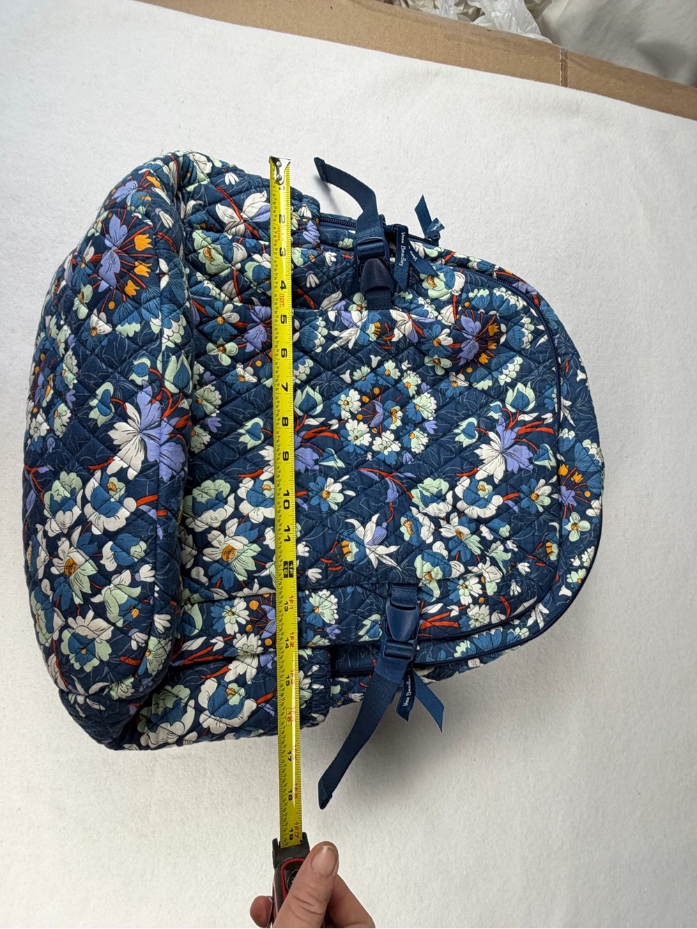 Vera Bradley Large Quilted Travel Laptop Backpack Blue Floral Carry On - Picture 6 of 13